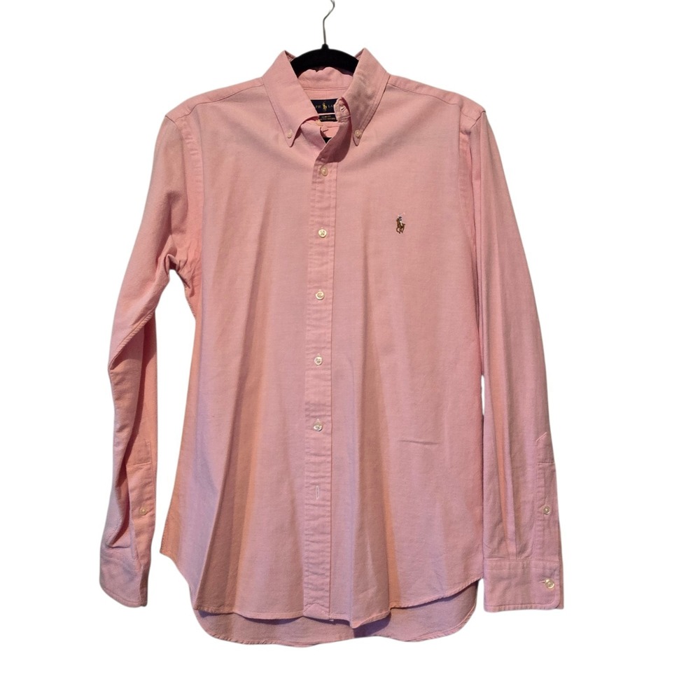 Ralph Lauren Shirt Men M Pink Long Sleeve Button Down Stretch Preppy Pony Slim